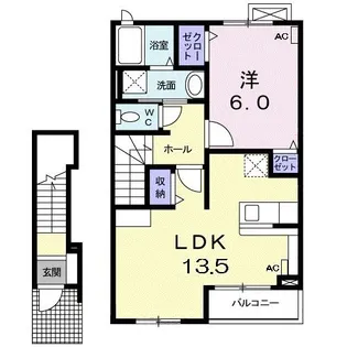 岐阜県大垣市築捨町5【アパート】の間取り
