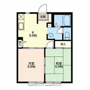 田村フラットII【1階】の間取り