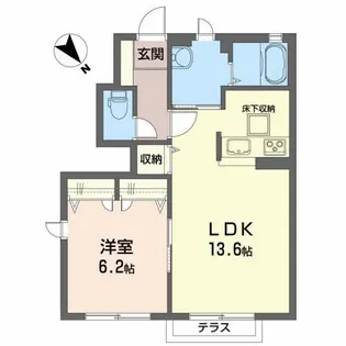 ディアスブランシェJIIB【1階】の間取り