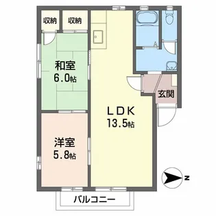 2LDKの間取り画像