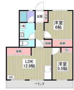 美原コープタウンD棟【3階】の間取り