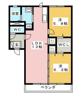 ヴィ・セーヌB棟【2階】の間取り
