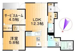 オリーブ大山A棟【1階】の間取り