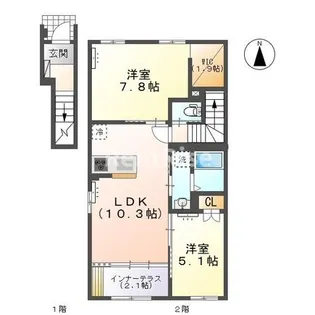 北方町中島字東郷新築AP【2階】の間取り