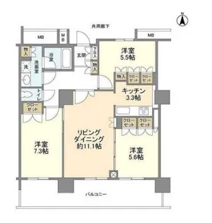 豊洲シエルタワー【24階】の間取り