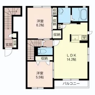 リヴィエールコートC【2階】の間取り