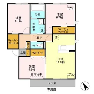 PARK HILLS MIYAKO D【1階】の間取り