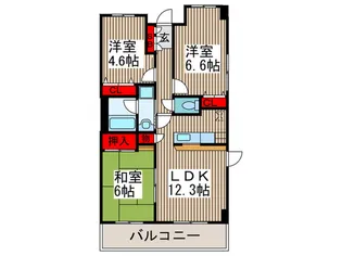 ピ-スフル越谷【2階】の間取り