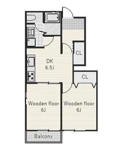 サニーハウスツツイB【1階】の間取り