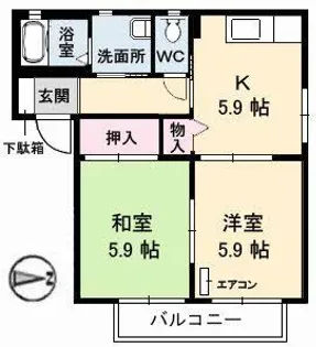 シャンドフルール C棟【2階】の間取り