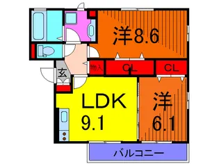 キャレメゾンII【1階】の間取り