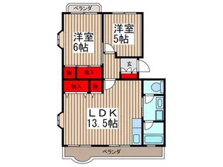 ドゥ・シャト-・ブラン3番館【2階】の間取り