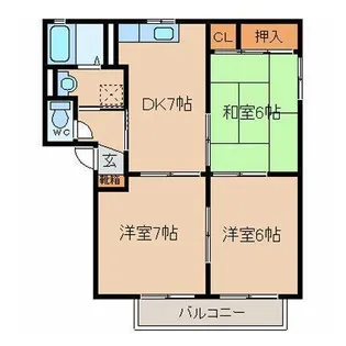 レーベンハイムB【1階】の間取り