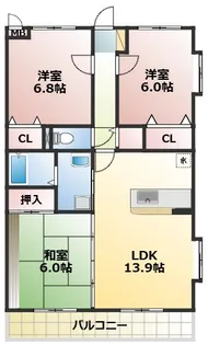 熊本県熊本市中央区萩原町【マンション】の間取り