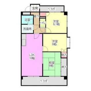 スカイコートウスイ【4階】の間取り