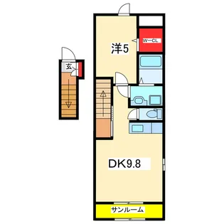 1DKの間取り画像