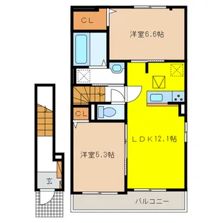 岐阜県関市平賀町3【アパート】の間取り