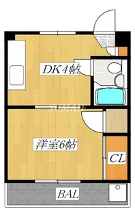 富田ハイツ【2階】の間取り