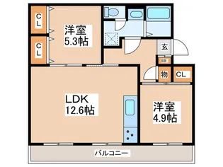 車返団地3街区6号棟【2階】の間取り