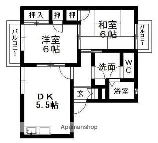 ディアス晴丘B棟【2階】の間取り