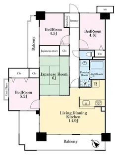 コスモ鶴瀬ステーションスクエア【1階】の間取り