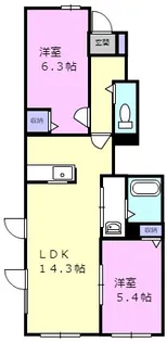 シャーメゾンリアン【1階】の間取り