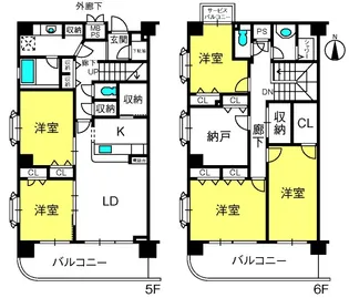 東川口ガーデンプラザ八番館【6階】の間取り