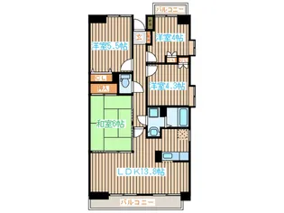 ルナパ-ク鳳山【3階】の間取り