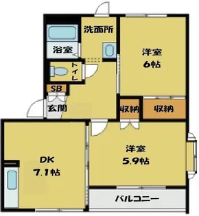カーサビアンカ B【1階】の間取り