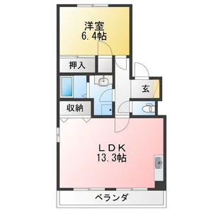 リバーサイド滝ノ水 B棟【1階】の間取り