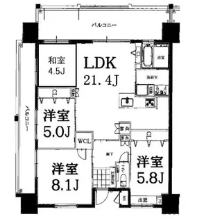 プレサンスロジェ西崎レーヴタワー【7階】の間取り