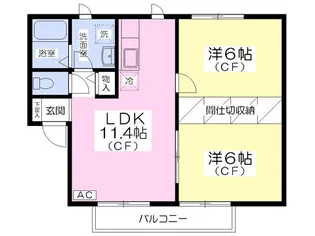 パルク遠見塚壱番館【1階】の間取り