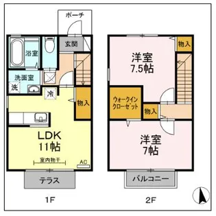 フォンテーヌ E【1階】の間取り
