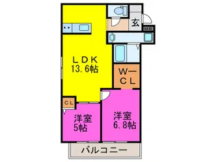 ワンズテラス和泉【1階】の間取り