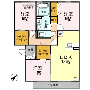 あけぼの6番館やまさB棟【3階】の間取り