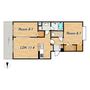 グランソレイユ西院A棟【3階】の間取り