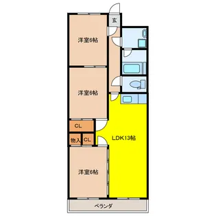 ベルメゾン若森【3階】の間取り