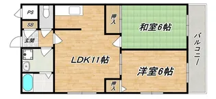 大阪府大阪市東住吉区湯里6【マンション】の間取り