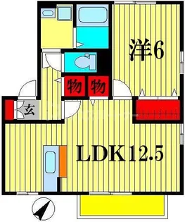 マサーレ・オガワB棟【1階】の間取り