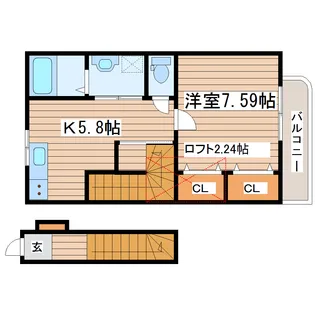 ビルドクラスタ台原【2階】の間取り