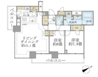 Brillia Tower 浜離宮【21階】の間取り