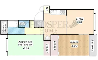 深江橋コーポE棟【4階】の間取り