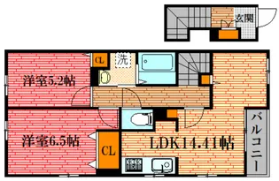 ウッドスプリング有田【2階】の間取り