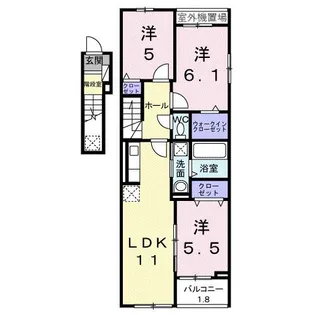 ベル・コリーヌB【2階】の間取り