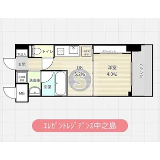 エレガントレジデンス中之島【3階】の間取り