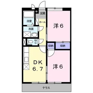 ニューエルディムオガタ【1階】の間取り