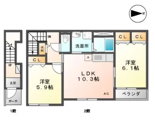 ソレイユ四ツ葉【2階】の間取り