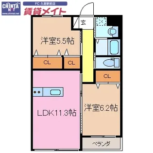 ハイム中川V【2階】の間取り