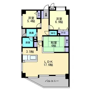ロフティ城南セントラルタワー【14階】の間取り