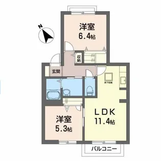 メゾンリバーサイドC【1階】の間取り